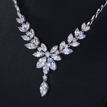 Load image into Gallery viewer, Exquisite Flora and Leaf Bridal Jewellery Set, Cubic Zirconia Necklace and Earrings Set