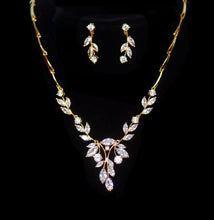 Load image into Gallery viewer, BEST SELLER - Simple Leaf Bridal Crystal Wedding Jewellery Set, Cubic Zirconia Necklace and Earrings Set