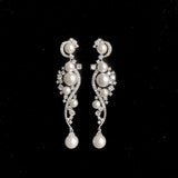 BEST SELLER - Pearl Rose Gold Cubic Zirconia Drop Bridal Earrings, Wedding Earrings