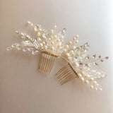 Branches Pearls and Crystals Cluster Headpiece Hair Comb, Wedding, Bridal, Bridesmaids